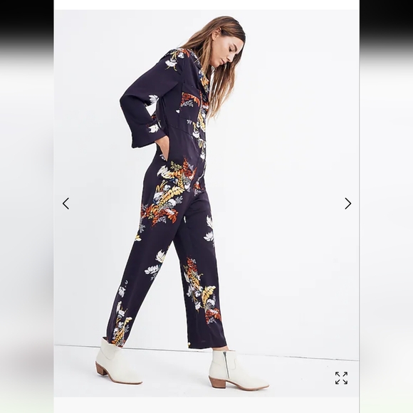 Madewell Satin Pajama Jumpsuit in Blooming Oasis - Picture 3 of 8